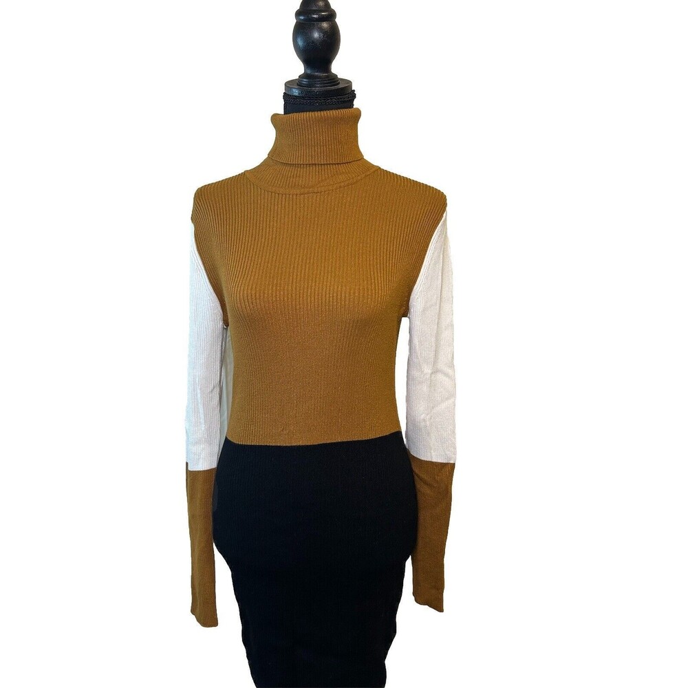 Fashion Nova Striped Color Block Bodycon Long Sleeve Sweater Dress.